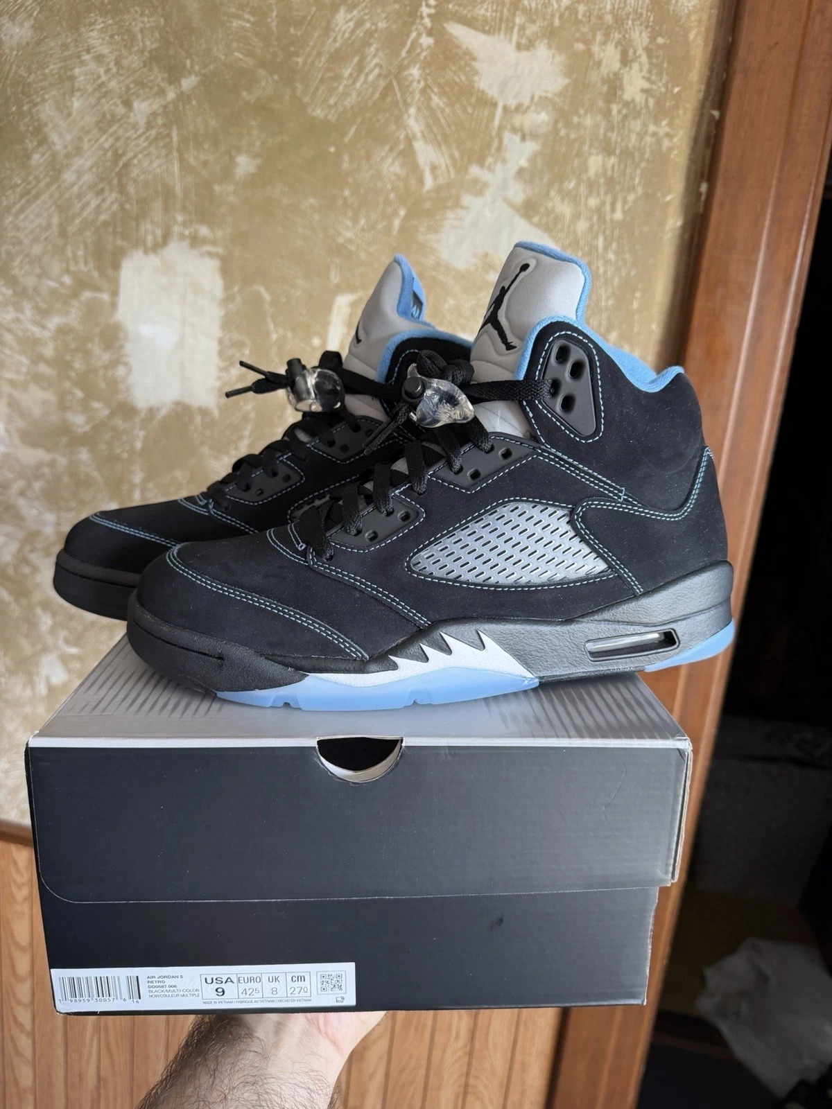 Air Jordan 5 Retro 2026 Black Carolina / UNC – Size 9 – Worn Once - Image 1