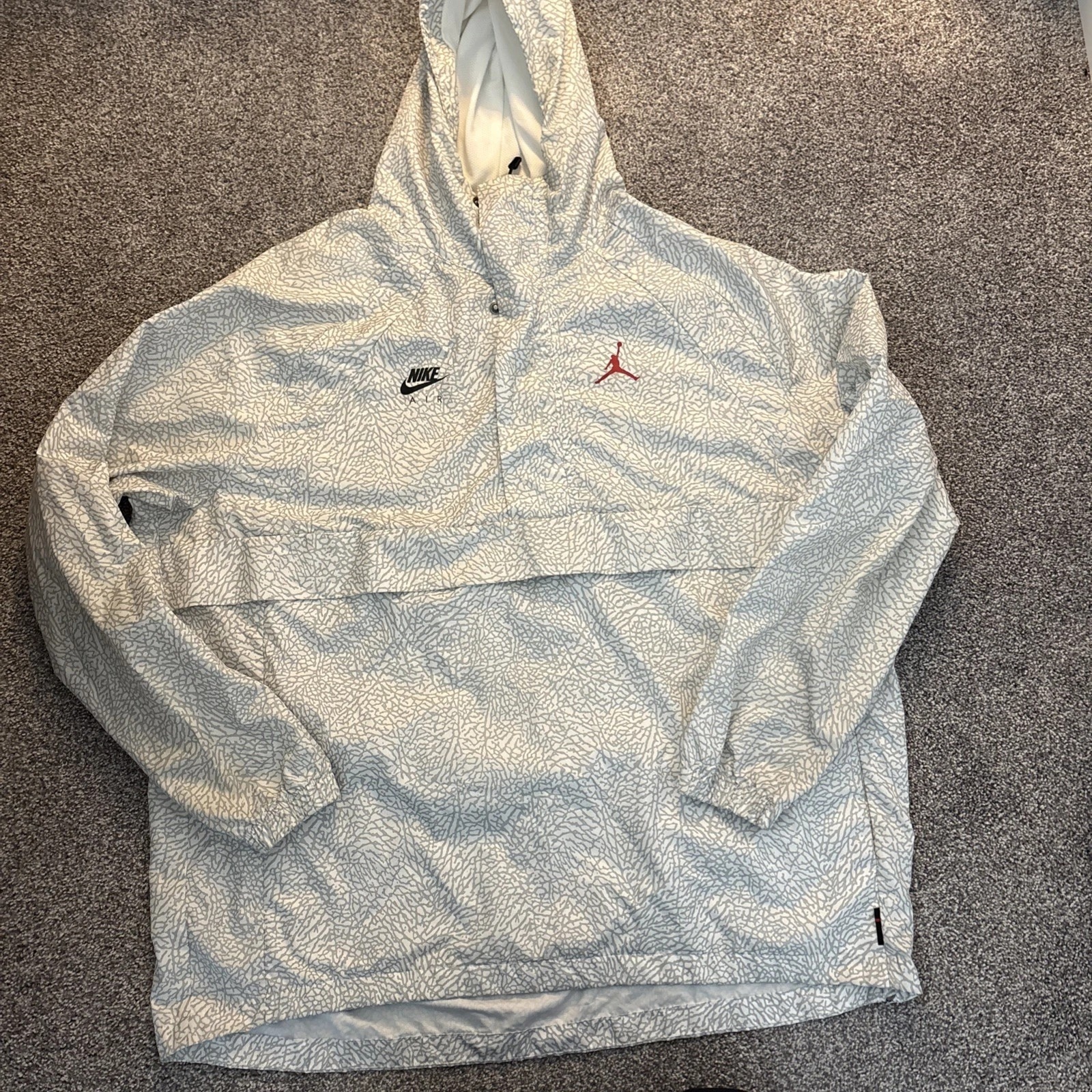 Nike Air Jordan Men's XL Wings Jacket Anorak Windbreaker AJ0428-100 Wht Cement - Image 1
