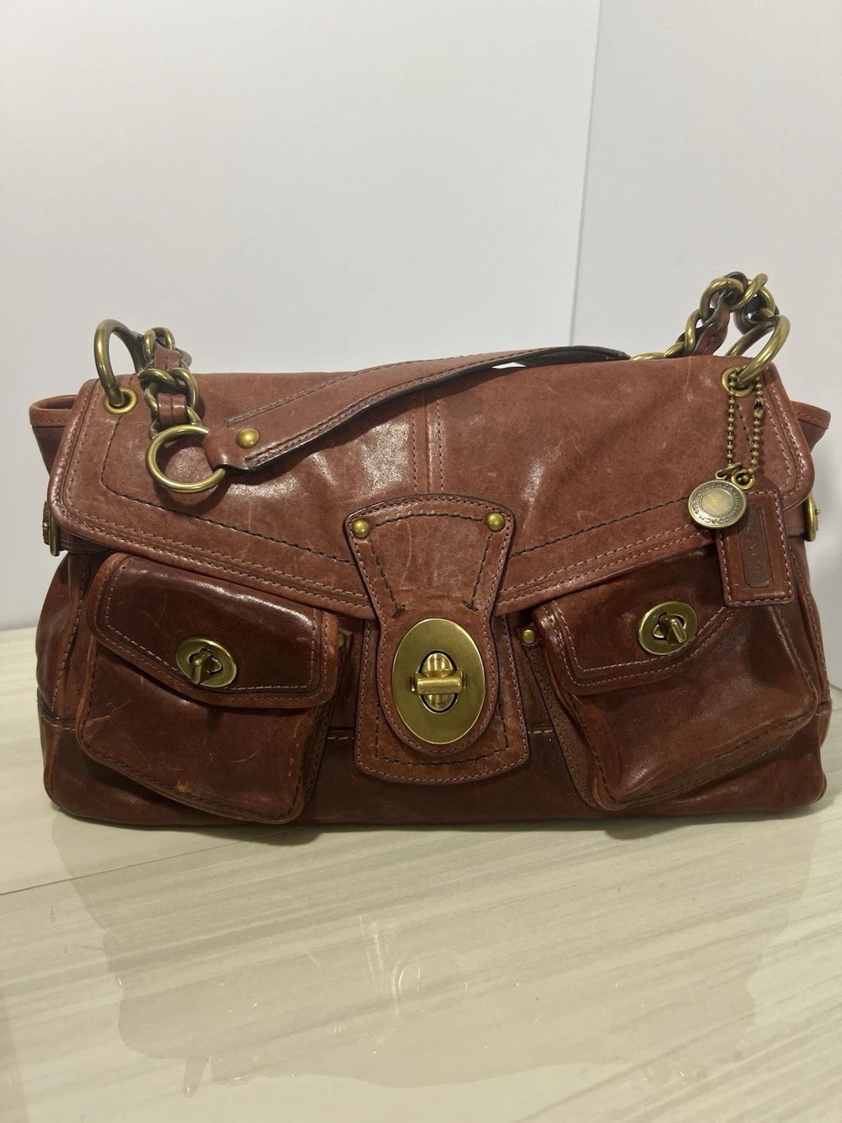 Vintage Coach Legacy Leather Satchel Brass - Image 1